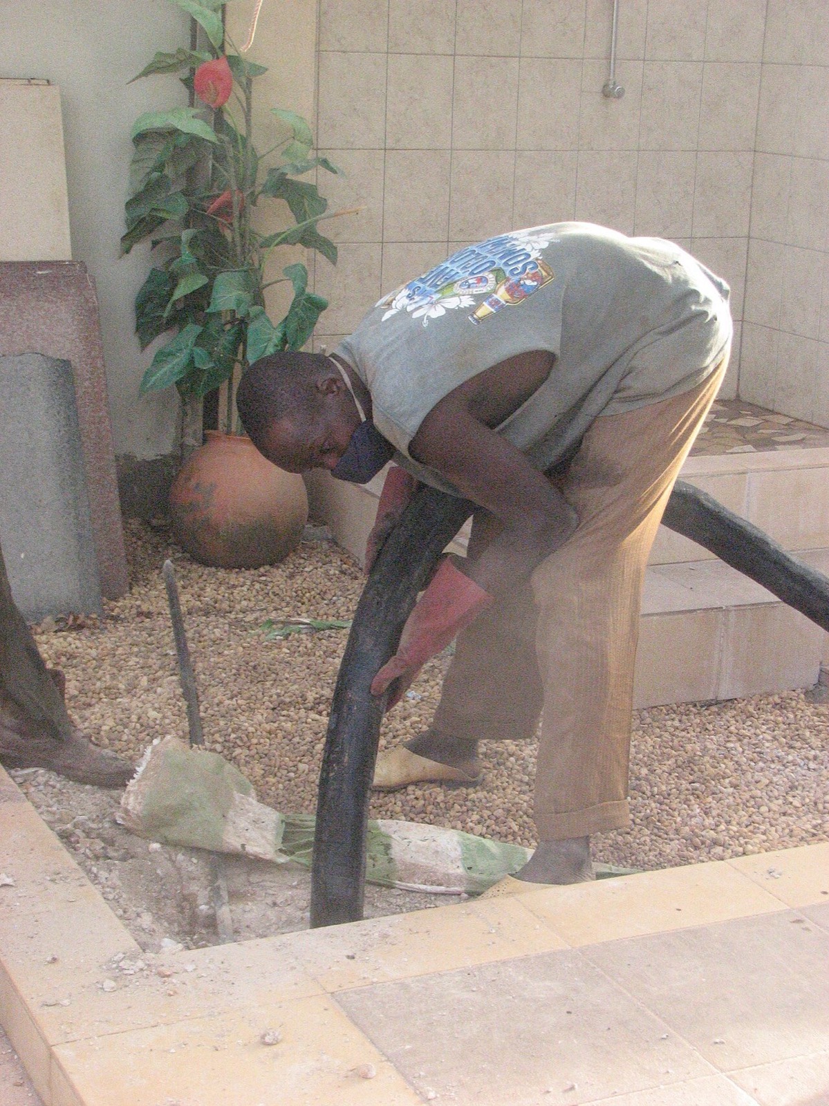 Septic tank service work in progress